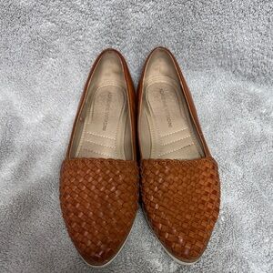 Andre Assous Tan Woven Leather Loafers